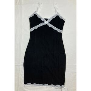 Fashion Sexy Lounge Lingerie Dress Women's Medium Black w/Lace Spaghetti Straps